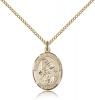 Gold Filled St. Gabriel the Archangel Pendant, Gold Filled Lite Curb Chain, Medium Size Catholic Medal, 3/4" x 1/2"