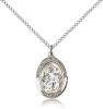Sterling Silver St. Gabriel the Archangel Pendant, Sterling Silver Lite Curb Chain, Medium Size Catholic Medal, 3/4" x 1/2"