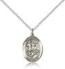 Sterling Silver St. George Pendant, Sterling Silver Lite Curb Chain, Medium Size Catholic Medal, 3/4" x 1/2"