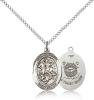 Sterling Silver St. George / Coast Guard Pendant, Sterling Silver Lite Curb Chain, Medium Size Catholic Medal, 3/4" x 1/2"