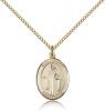 Gold Filled St. Justin Pendant, Gold Filled Lite Curb Chain, Medium Size Catholic Medal, 3/4" x 1/2"