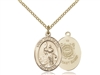 Gold Filled St. Joan Of Arc /Coast Guard Pendant, GF Lite Curb Chain, Medium Size Catholic Medal, 3/4" x 1/2"