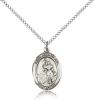 Sterling Silver St. Joan of Arc Pendant, Sterling Silver Lite Curb Chain, Medium Size Catholic Medal, 3/4" x 1/2"
