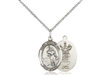 Sterling Silver St. Joan Of Arc / Air Force Pendan, SS Lite Curb Chain, Medium Size Catholic Medal, 3/4" x 1/2"