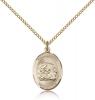 Gold Filled St. Joshua Pendant, Gold Filled Lite Curb Chain, Medium Size Catholic Medal, 3/4" x 1/2"