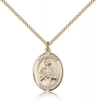 Gold Filled St. Kateri Pendant, Gold Filled Lite Curb Chain, Medium Size Catholic Medal, 3/4" x 1/2"