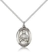 Sterling Silver St. Kateri Pendant, Sterling Silver Lite Curb Chain, Medium Size Catholic Medal, 3/4" x 1/2"