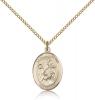 Gold Filled St. Kevin Pendant, Gold Filled Lite Curb Chain, Medium Size Catholic Medal, 3/4" x 1/2"