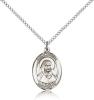 Sterling Silver St. Louise De Marillac Pendant, Sterling Silver Lite Curb Chain, Medium Size Catholic Medal, 3/4" x 1/2"