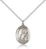 Sterling Silver St. Lucia of Syracuse Pendant, Sterling Silver Lite Curb Chain, Medium Size Catholic Medal, 3/4" x 1/2"