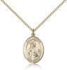 Gold Filled St. Kilian Pendant, Gold Filled Lite Curb Chain, Medium Size Catholic Medal, 3/4" x 1/2"