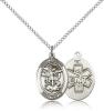 Sterling Silver St. Michael / Emt Pendant, Sterling Silver Lite Curb Chain, Medium Size Catholic Medal, 3/4" x 1/2"