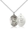 Sterling Silver St. Michael / Army Pendant, Sterling Silver Lite Curb Chain, Medium Size Catholic Medal, 3/4" x 1/2"