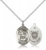 Sterling Silver St. Michael / Coast Guard Pendant, Sterling Silver Lite Curb Chain, Medium Size Catholic Medal, 3/4" x 1/2"