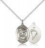 Sterling Silver St. Michael / Paratrooper Pendant, Sterling Silver Lite Curb Chain, Medium Size Catholic Medal, 3/4" x 1/2"