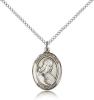 Sterling Silver St. Philomena Pendant, Sterling Silver Lite Curb Chain, Medium Size Catholic Medal, 3/4" x 1/2"