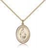 Gold Filled Miraculous Pendant, Gold Filled Lite Curb Chain, Medium Size Catholic Medal, 3/4" x 1/2"