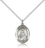 Sterling Silver St. Louis Pendant, Sterling Silver Lite Curb Chain, Medium Size Catholic Medal, 3/4" x 1/2"