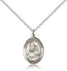 Sterling Silver Our Lady of Loretto Pendant, Sterling Silver Lite Curb Chain, Medium Size Catholic Medal, 3/4" x 1/2"