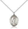 Sterling Silver St. Patrick Pendant, Sterling Silver Lite Curb Chain, Medium Size Catholic Medal, 3/4" x 1/2"