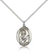 Sterling Silver St. Paul the Apostle Pendant, Sterling Silver Lite Curb Chain, Medium Size Catholic Medal, 3/4" x 1/2"