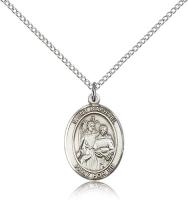 Sterling Silver St. Raphael the Archangel Pendant, Sterling Silver Lite Curb Chain, Medium Size Catholic Medal, 3/4" x 1/2"