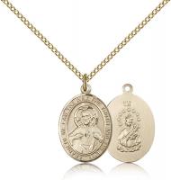 Gold Filled Scapular Pendant, Gold Filled Lite Curb Chain, Medium Size Catholic Medal, 3/4" x 1/2"
