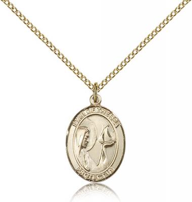 Gold Filled Our Lady Star of the Sea Pendant, Gold Filled Lite Curb Chain, Medium Size Catholic Medal, 3/4" x 1/2"