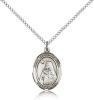Sterling Silver St. Teresa of Avila Pendant, Sterling Silver Lite Curb Chain, Medium Size Catholic Medal, 3/4" x 1/2"