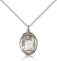 Sterling Silver St. Edith Stein Pendant, Sterling Silver Lite Curb Chain, Medium Size Catholic Medal, 3/4" x 1/2"