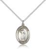 Sterling Silver St. Stephen the Martyr Pendant, Sterling Silver Lite Curb Chain, Medium Size Catholic Medal, 3/4" x 1/2"