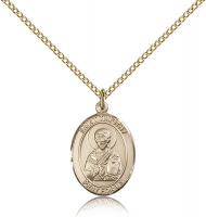 Gold Filled St. Timothy Pendant, Gold Filled Lite Curb Chain, Medium Size Catholic Medal, 3/4" x 1/2"