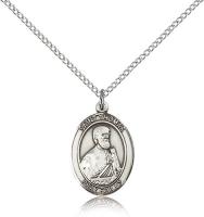 Sterling Silver St. Thomas the Apostle Pendant, Sterling Silver Lite Curb Chain, Medium Size Catholic Medal, 3/4" x 1/2"