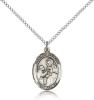 Sterling Silver St. John of God Pendant, Sterling Silver Lite Curb Chain, Medium Size Catholic Medal, 3/4" x 1/2"