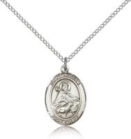 Sterling Silver St. William of Rochester Pendant, Sterling Silver Lite Curb Chain, Medium Size Catholic Medal, 3/4" x 1/2"