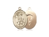 Gold Filled Guardian Angel/Paratrooper Pendant, GF Lite Curb Chain, Medium Size Catholic Medal, 3/4" x 1/2"