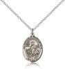 Sterling Silver Lord Is My Shepherd Pendant, Sterling Silver Lite Curb Chain, Medium Size Catholic Medal, 3/4" x 1/2"