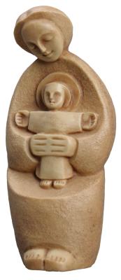 Madonna with Child 7" Brown Onyx Statue, OB143