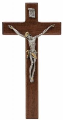 Hardwood and Pewter 7"x3.5" Crucifix, WT30