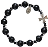 Rosary Bracelet with 10mm Black Onyx Beads, RBS9