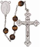 24" Chain-link Rosary with 8mm Tiger Eye Beads, R1258
