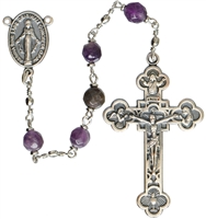 20" Chain-link Rosary with 6mm Amethyst Beads, R1456