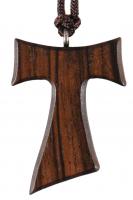 15"  Necklace with 1.5" Wood Tau Cross , SN01