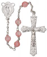 20" Chain-link Rosary with 6mm Rose Quartz Beads, R556