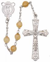 20" Chain-link Rosary with 6mm Gold Jade Beads, R656