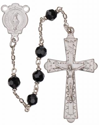 20" Chain-link Rosary with 6mm Black Onyx Beads, R956