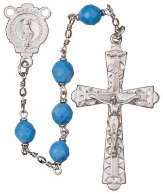 20" Chain-link Rosary with 6mm Turquoise Beads, R1656