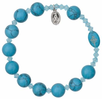 Rosary Bracelet with 10mm Turquoise Beads, RBS16