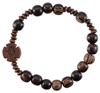 Rosary Bracelet with 8mm Striped Wood Beads, RBS2C