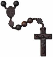 18.5" Rosary with 10mm Jujube Wood Beads and Cross Our Father Beads, R3652